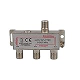 3-Fach SAT & BK-Verteiler Splitter F-Serie, 5-2400 MHz 85 dB, voll geschirmt, Unicable & HD tauglich für Satelliten-Anlagen DVB-S2, BK, UKW Radio, DC-Durchlass, Fernseh-Verteiler, Stamm-Verteiler