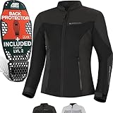 SHIMA OpenAir Motorrad Jacke Damen mit Protektoren AirForce Rückenprotektor Motorradjacke Sommer Mesh Belüftet Textiljacke Schutzjacken Protektorenjacke Luftige (Frauen, Schwarz, S)