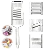 Gemüsehobel: 4 in 1 Multi Purpose Gemüseschneider Set, Mehrzweck Gemüsehobel Schnitt mit 3 Zusätzlichen Einsätzen, Gemüsereiben für die Küche, Gemüseschneider Edelstahl Shredder Cutter Reibe