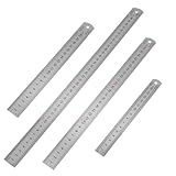 Siumir Metall Linea 4-teiliges Set, 15/20/ 30/40cm Lineal Stahl, Doppelseitenskala Kante, Edelstahl Lineal Messwerkzeug für Engineering, Schule, Büro, Zuhause