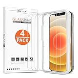 OMOTON Panzer Schutz Glas für iPhone 12 und iPhone 12 Pro, mit Positionierhilfe, 9H Härte, Anti-Kratzer, Anti-Öl, Anti-Bläschen, Hülle Freundllich, 4 Stück