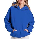 Shffuw Hoodie Damen Kapuzenpullover Sweatshirt Pullover Fleece Übergröße Oversize Langarm Einfarbig Casual Herbst Winter Kleidung Oberteile Tops Mit Kapuze Tasche Leicht Locker Bequem Modisch