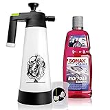 Nuke Guys Snow Foam Set: 2L Schaumsprüher + SONAX XTREME Rich Shampoo 1L + Messbecher 150ml skaliert mit skull