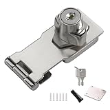 Homeponnew Stanzfreies Schubladenschloss für Gefrierschränke, Kühlschränke und Schränke – Edelstahl Hasp Schloss mit Schlüssel, verchromt, ohne Bohren, inklusive Klebemontageset
