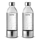 aarke 2er-Pack PET-Flaschen für Wassersprudler Carbonator 3, BPA-frei mit Details in Edelstahl, 800ml, AASPB1-STEEL