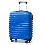 WITTCHEN A-line II Kabinengepäck Kabinenkoffer Handgepäck Rollkoffer Reisekoffer Bordkoffer Hartschale ABS Hochwertiger und Stabiler Größe S Blau Lufthansa/Eurowings/Ryanair/Condor/Discover Airlines