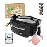 PAWZONE® Futterbeutel Hunde - Leckerlibeutel für Hunde - Bauchtasche für Hunde Zubehör - Leckerlitasche für Hunde - Inkl. Reflektorband & Zusatzgurt für Flexileine (Schwarz)