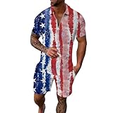 Kleidersack Herren Reisen Männlich Casual Independence Day Print Zweiteiliger Reißverschluss Kurzarm Top Bluse Kordelzug Tasche Short Set Reverse Flash (White, M)