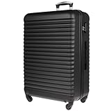 Christian Wippermann XL 4-Rollen Koffer schwarz groß 49x75x32 cm Check-in mit Schloss | bis 117 Liter, 3,9 kg leicht |für Männer & Frauen