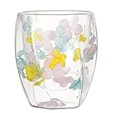 Generico Doppelwandige Boppe - transparente Thermogläser mit Isolierschicht, elegante Teetassen mit Blumenmuster, Latte | 350 ml elegant mit hitzebeständiger Struktur, t