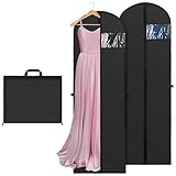 Kleidersack Lang 180×60cm, 2 Stück Faltbare Kleiderhülle mit Griffen, Atmungsaktive Kleidersäcke mit Reißverschluss, Staubdichte Kleidung Schutztasche, Garment Bag für Brautkleider, Abendkleider