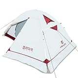 Himalaya 4 Jahreszeiten Campingzelt zum Wandern, 3 Personen Camping Kuppelzelt, Rucksackzelt Wasserdicht Winddicht Tragbar für Outdoor Camping Trekking Strand (Zelt mit Saum, Offwhite)