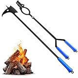 NAYAHOSE Kaminbesteck - 40'/110cm Hochwertige Designer-Kamingarnitur, 2-teiliges Kamin Set mit Stahl Kaminzange und Schürhaken Rostfest, mit Schere Form Gezahnt