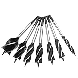 ZEONHEI 7-tlg. Holzbohrer Set Lang, 163mm Schlangenbohrer Set Karbonstahl Holzbohrer, Holzbearbeitungsbohrer Inklusive 10mm 16mm 18mm 20mm 22mm 25mm 35mm Selbstschneider für Bohrmaschinen