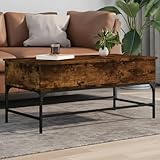 MOBCANT Couchtisch, Beistelltische Teetisch Laptop Tisch Nachttisch Geeignet für Schlafzimmer Teehaus Büro Hotel Räuchereiche 100x50x45 cm Holzwerkstoff und Metall