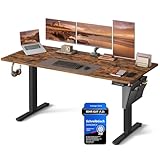 SONGMICS Höhenverstellbarer Schreibtisch elektrisch, 160 x 70 cm, Verstellbarer Tisch, Memory-Funktion für 4 Höhen, für Büro, vintagebraun LSD136K01