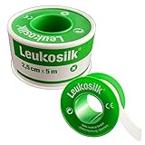 Leukosilk Fixierpflaster Rollenpflaster 2,5cm x 5m - 1 Rolle Pflaster Sensitiv von BSN Medical - hautfreundlich beschriftbar rückstandlose Entfernung