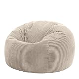 Icon Kingston Sitzsack, Beige, Sitzsack Sessel, Cord Sitzsack, Sitzsack Erwachsene mit Füllung, Sitzsack Flauschig, Sitzsack Schlafzimmer, Sitzsack Wohnzimmer