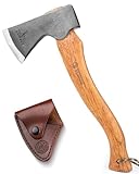 Nedfoss Axt-38cm,Survival Axt,Wikinger axt,Beil axt mit Holzgriff,Outdoor axt mit Scheide,bushcraft axt,spaltaxt,Hatchet,Scharfe Camping Axt,Universalaxt, Hochwertige Campingbeil für Garten&Outdoor