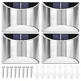 Helle LED-Solar-Stufenleuchte aus Edelstahl, Solar-Terrassenbeleuchtung, Treppen, Weg, Deck, Gartenlampen, Wand, Hof, Außenzaun, Beleuchtet Terrassenlampen, Beleuchtung,