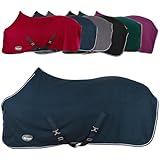 Marengos - Abschwitzdecke Economic mit Kreuzgurten (abnehmbar) | Pferdedecke mit Frontschnalle, Schweifkordel & Widerristpolster | atmungsaktive Fleecedecke | Pferde Zubehör in Dunkelblau | 145cm