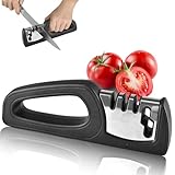 Moorstdel Messerschärfer 4 Stufig Messerschleifer, Messer Schärfen mit Schere, Wolframstahl für Grobschliff, Diamant für Mittel- Und Feinschliff, Spezialkeramik für Feinschliff, Knife Sharpener