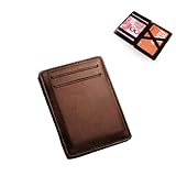 Flip PU Magic Wallet,Flip PU Magische Geldbörse,Magic Wallet Geldbörse Herren,Slim Geldbeutel Kreditkartenetui,Kreditkartenetui mit RFID-Schutz,PU Leder Einfache Bifold Faltbare Brieftasche (Kaffee)