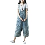 YuanDian Damen Latzjeans Weites Bein Große Größen Denim Latzhose Overalls Strampler Jeans Boyfriend Loose Fit Umstands Schwangerschaft übergroße Jumpsuits Hose 12# Hellblau