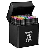 AOMEES Filzstifte 48+4 Farben Marker Set, Alkohol Permanenter Marker Set, Graffiti Stifte Fettige Marker Schnell Trocknende, Twin Tip Marker Stifte Set für Manga, Malerei, Zeichnung