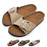 Torotto Pantoletten Damen Sandalen Latschen Schlappen Hausschuhe Bequeme Verstellbare Schnalle(Aprikosenfarbe,40 EU)