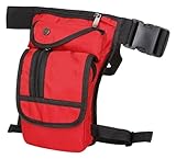 Ciloc Motorrad Satteltaschen Universelle Motorrad-Tasche Im Militärstil Motorrad-Gürteltasche Herren-Canvas-Beintasche Funktionale Messenger-Umhängetasche(rot)