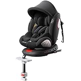 Reenborn 360° Drehbare Autositze: Liegeautositze mit Verstellbarer Kopfstütze und 5-Punkt-Sicherheitsgurt, Isofix, Gruppen 0/1/2/3, 0-36 kg, ECE R129 Zertifiziert (Black High Version)