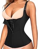 Gotoly Damen Unterbrust Korsett Figurformend Bauchweg Body Shape Tank-Top Stark Formend Körperformer Mieder Verstellbar Oberteil Shapewear (M, Schwarz)