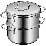 WMF Mini Dampfgarer mit Metalldeckel klein 16 cm, 1,5l, Dampftopf, Cromargan Edelstahl poliert, Induktion, Dampfgarer Topf stapelbar, ideal für kleine Portionen oder Singlehaushalte