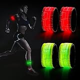 DazSpirit 4 Stück LED Armband, Batterieleistung LED leucht Armbänder Lichtband, Band leuchtarmband Kinder Nacht Sicherheits Licht für Joggen Laufen Hundewandern Running Outdoor Sports (Rot & Grün)