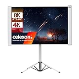 celexon Dual-Format-Stativ-Leinwand Mobil Expert 80' & 70' | 16:10 & 4:3 | 172x108 & 144x108cm Silber-weiß | 8K 4K Full HD 3D | für spontane Projektionen mit Ihrem Beamer | inklusive Transportgriff