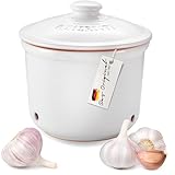 Romertopf Frische-Topf MINI 0,6 Liter - Knoblauchtopf Keramik - Atmungsaktiver Ton hält Gemüse länger Frisch - Ideale Luftzirkulation - Weiß