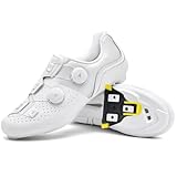 PENXZT Fahrradschuhe Herren Rennradschuhe Kompatibel mit Peloton Look SPD SPD-SL Delta Lock Pedal Reitschuhe Spinning Schuhe Rennrad Schuhe Draussen,Weiß,40 EU