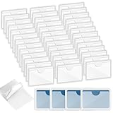 40 Stück Etikettenhalter Selbstklebend, 6X10cm Etikettenhalter, Visitenkartentaschen Selbstklebend, Transparent Visitenkartenhüllen zum Einkleben, für Büro Zuhause Organisieren und Sortieren