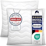Gentle North Hochwertige Kopfkissen (80x80 cm groß) in Hotelqualität - 2er Set Flauschige, gut gefüllte Schlafkissen für Allergiker geeignet (Ökotex 100 Zertifiziert) - 60° Waschbar
