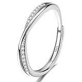 JeweBella Ring Damen Silber 925 Verstellbare Zirkonia Ring Silber/Gold/Roségold Minimalistisch Eheringe Verlobungsring Trauringe Fingerring Damen Schmuck