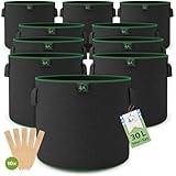TTL Garden 10x 30L Pflanzsack aus Vlies Stoff - 10er Set 30 Liter Pflanztaschen aus 300 g/m² Filz & Vliesstoff Pflanzgefäß Pflanzbeutel Wachstumstasche für Balkon Terrasse Gewächshaus & Garten