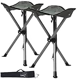 Semptec Urban Survival Technology Falthocker: 2er-Set Dreibein-Camping-Hocker, 43 cm Sitzhöhe, mit Tragetasche (3-Bein-Hocker, Klapphocker faltbar, Tasche)
