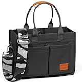 Captain Blues Canvas Tasche Damen, große Tote Bag, Arbeitstasche Damen, Handtasche Umhängetasche Schultertasche mit Fächern für Uni, Schule, Shopper (Schwarz)