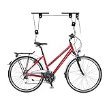 Relaxdays Fahrradlift, bis 30 kg, max. Deckenhöhe 4 m, Fahrrad Deckenhalterung mit Flaschenzug, Garage, Keller, schwarz