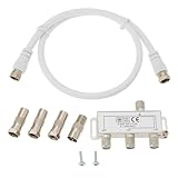 SG Store 1 Set 3 Wege Antennenverteiler Set TV Splitter Kabel Koaxialkabel Splitter für TV DVB-T2 DVBC F Buchse Doaxial Box Fernsehen CATV Satelliten