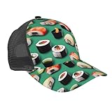 JGHHOUN Sushi Food Print Mesh Baseball Cap Leichte Unisex Praktische Mütze Sportlich Angeln Outdoor Aktivität Schwarz