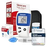 Blutzuckermessgerät, Zuckermessgerät mit Blutzuckerteststreifen 25, Sinocare Safe-Accu2 Blutzuckermessgerät set mit teststreifen, mg/dL (Safe-Accu2 Messgeräte 25 Set)