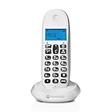 Motorola C1001CBW+ – Digitales DECT-Schnurlostelefon – Anrufblockierungsmodus, Anrufer-ID, Freisprecheinrichtung, Telefonbuch mit 50 Nummern, Display mit Hintergrundbeleuchtung – Weiß