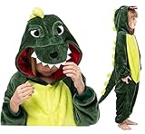 Seawhisper Dinosaurier Kostüm Kinder Dino Jumpsuit Schlafoverall Tier Pyjamas Halloween Kostüm Faschingskostüm 104 110